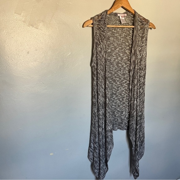 Romeo & Juliet Couture Crochet Cardigan Size Large L Grey Sleeveless Open Vest - Picture 3 of 8